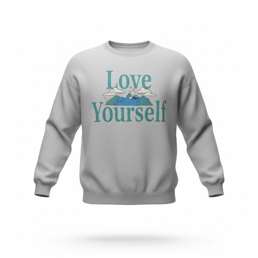 Peace Collective Rare Cookie Monster Crew Neck Sweatshirt LG Sesame Street Women